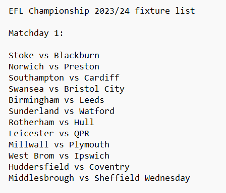 Ross on X: Championship fixtures have been leaked 👀 #Championship #EFL   / X