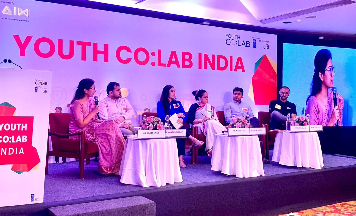 Our youth👩🏻‍🔬👨🏼‍🎓👩🏻‍💻 are showing the way to create a better 🌏.

Participated in finale of @YouthCoLab🇮🇳 2022-23 w/ @DrChintan_V➡️ @AIMtoInnovate & our @UNDP_India Youth Champion @sanjanasanghi96.

Great to see the passion & energy⚡️ of young people driven to work #ForPeopleForPlanet.