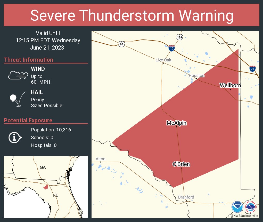 NWS Jacksonville on Twitter "Severe Thunderstorm Warning continues for