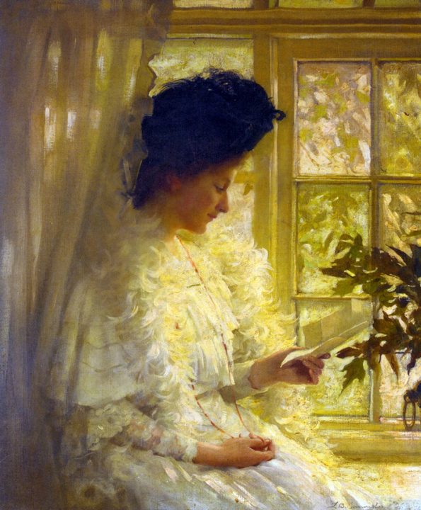 The Letter (1906) by Thomas Benjamin Kennington (English artist, lived 1856–1916).