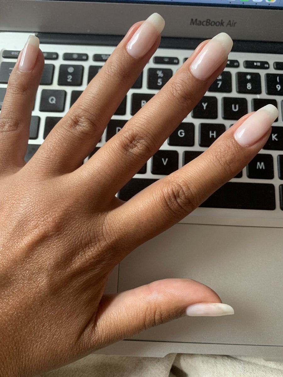 ModelAyshaMirza's tweet image. For those of you in my Twitter space yesterday, this is the manicure I completed hi #SelfCare 💅🏼💕

#HandModel life means I’m normally in a neutral color. 

Cut them down quite a bit, yes these are my natural nails with a gel polish! 

Milky white polish: amzn.to/3qNcSzw