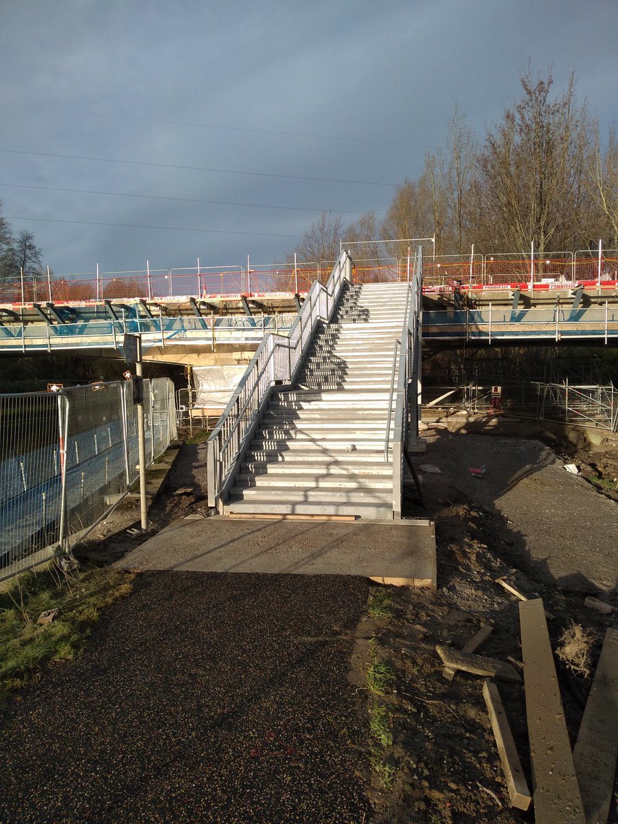thebarks74's tweet photo. @roadcc They just did the same in leeds. The major cycling network was always let down by a set of stairs on the Skeleton grange bridge. After developing the bridge they added a slightly wider set of stairs. Anybody with accessibility issues has no chance. https://t.co/FRwVcAxqaK