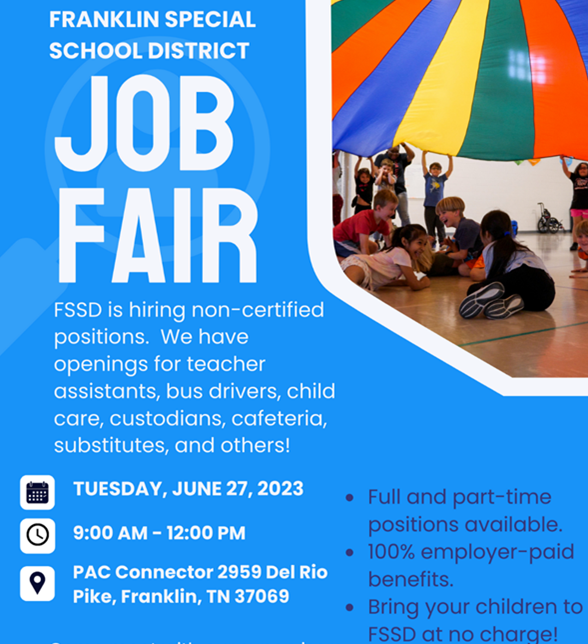 Our Job Fair is June 27, from 9-12. Do you live in Nashville and want to bring your child to work with you? We offer children/grandchildren of out-of-county employees a tuition-free, top-quality education! Work as much as you want or just a few hours a day. We are flexible!