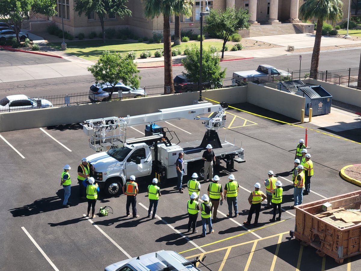 IndCommAZ's tweet image. Continual training is key for our safety and health inspectors! Today's training includes insulated bucket trucks. You can find more information on those standards here: osha.gov/laws-regs/regu…