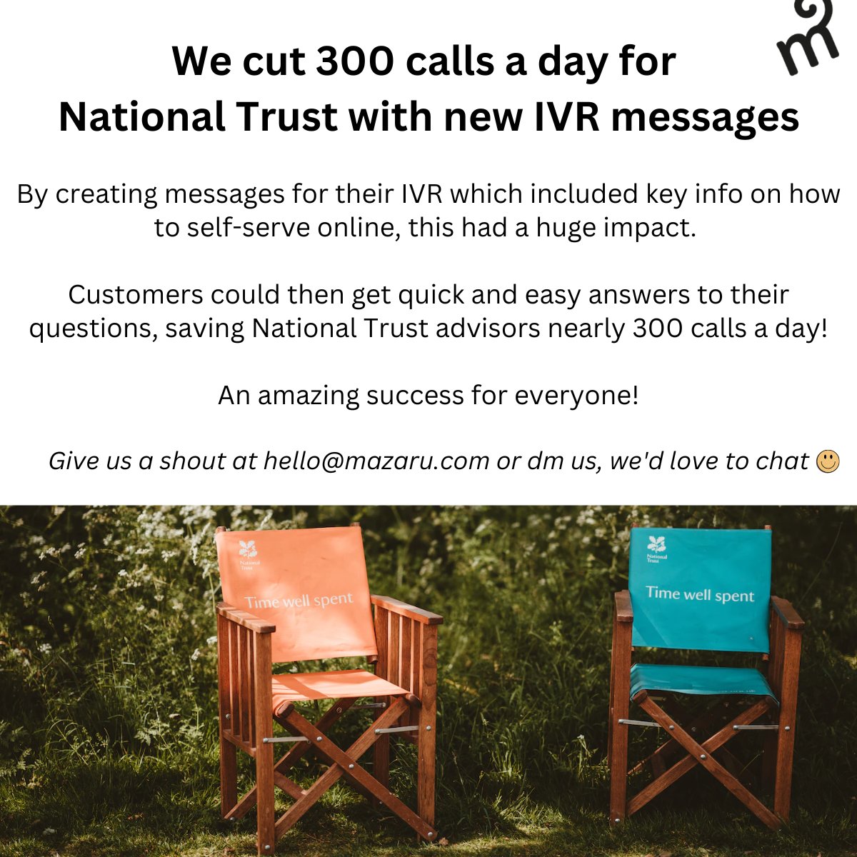 mazaruspeaks's tweet photo. If you'd love fantastic results like these, give us a shout at hello@mazaru.com or dm us, we'd love to chat 😊

#ivr #messaging #selfservice https://t.co/IkKP8yd5aq