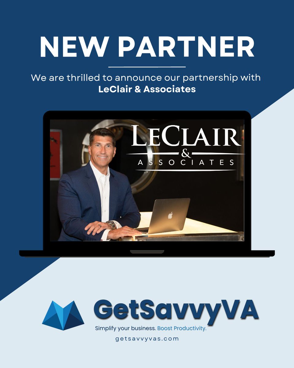 Achievement unlocked! 

GetSavvyVA is honored to be selected as the trusted VA Service Provider and Web Development Partner by LeClair & Associates LLC, a powerhouse in the #realestate industry!

#GetSavvyVA #RealEstatePartnership #VirtualAssistantServices #CollaborationGoal