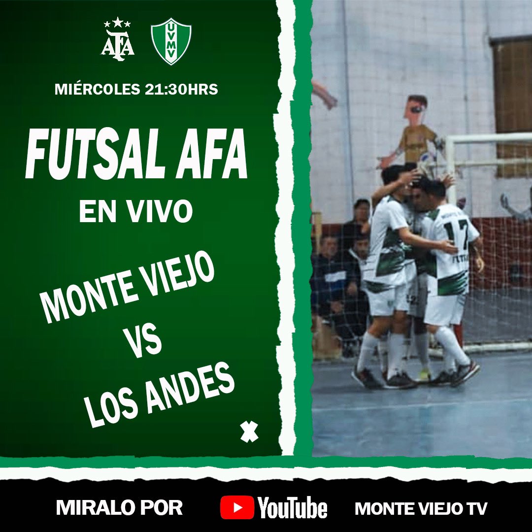 #FutsalAFA ¡Alentamos todos! 📺🎥

💚🤍 Viví el partido de El Verde ante Los Andes esta noche por nuestro canal de YouTube, Monte Viejo TV. Vamos todos juntos por otro desafío!

#VamosQueVamos #UVMV2023