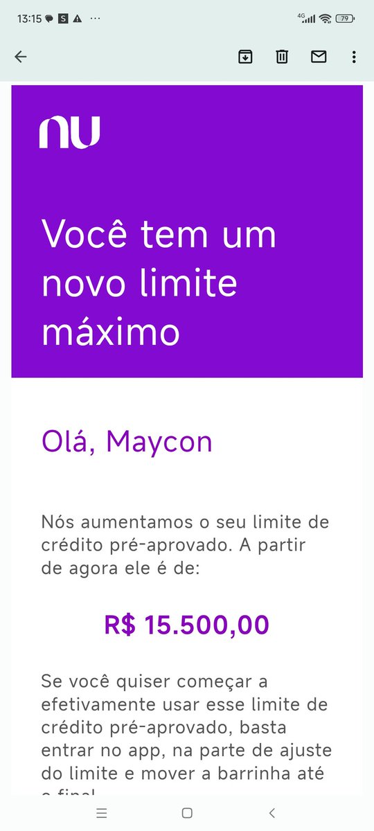 maycon_fla1989's tweet photo. @nubank 💜 aqui e fechamento total #limitenovo #fechamento https://t.co/Z15n6S5VBa