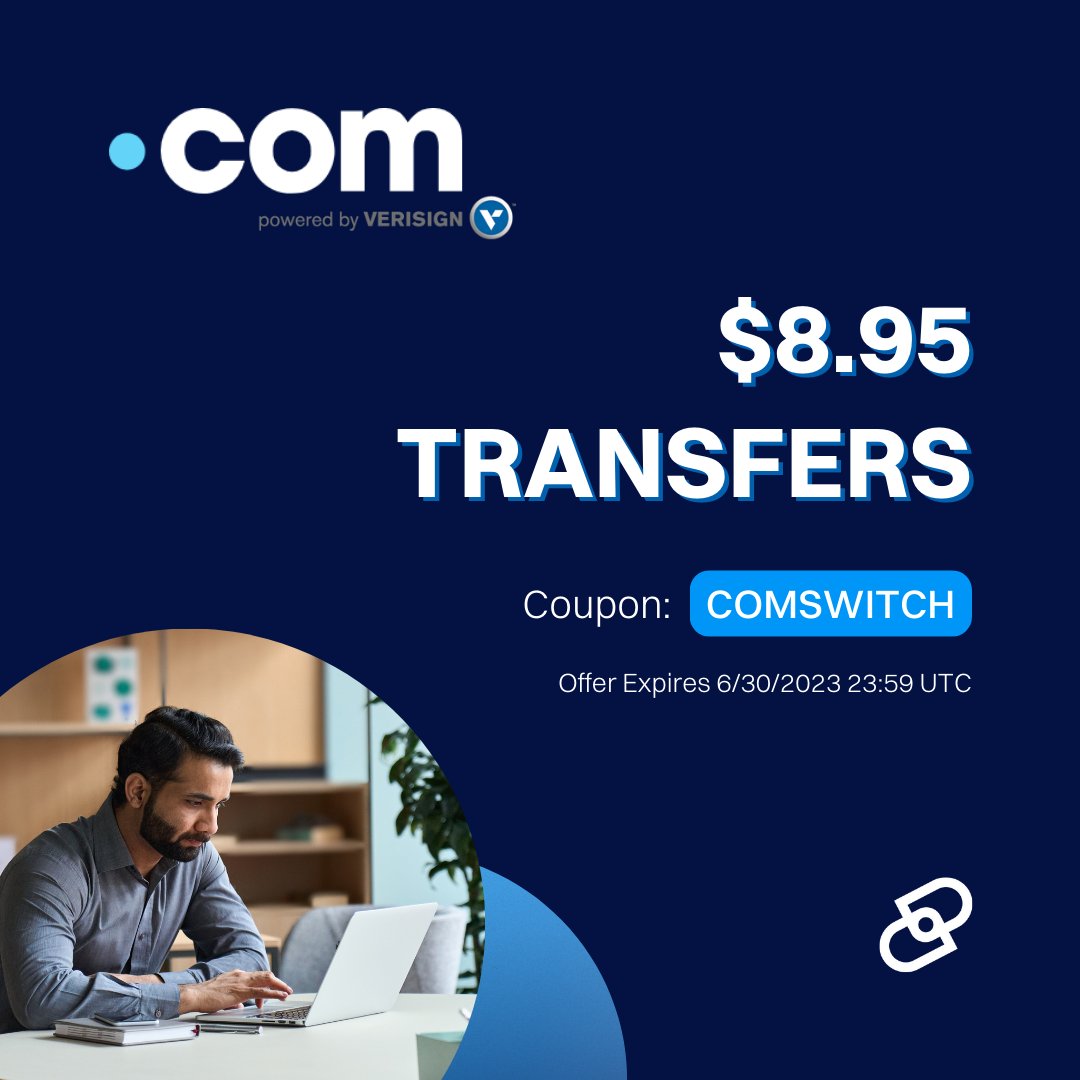 Treat yourself to some retail therapy, we know you've been eyeing that .COM domain for awhile 😉 

.COM Registrations: dyna.me/3WSyF4U
.COM Transfers: dyna.me/3NfTG5e 

#domains #domainsforsale #domaintransfer
