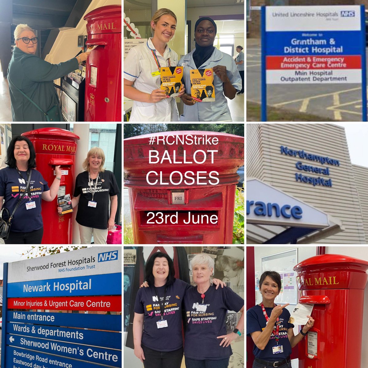 Busy day today across @RCNEastMids ensuring @theRCN members have exercised their right to vote in their #RCNStrike ballot which closes Friday 23 June‼️
@UHDBTrust @NGHnhstrust @SFHFT @ULHT_News 
LAST CHANCE TO HAVE YOUR VOTE COUNTED for
#SafeStaffingSavesLives
#FairPayForNursing