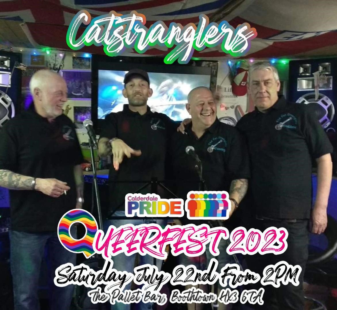 Have you bought your tickets for Queerfest calderdalepride.sumupstore.com/product/queerf… 

The Catstranglers are a local band who are regularly seen in local pubs around Calderdale. 

They are a covers band with a twist and performed at last years Queerfest! We can’t wait to see them back! 🎸🥁🙌🎶🎤