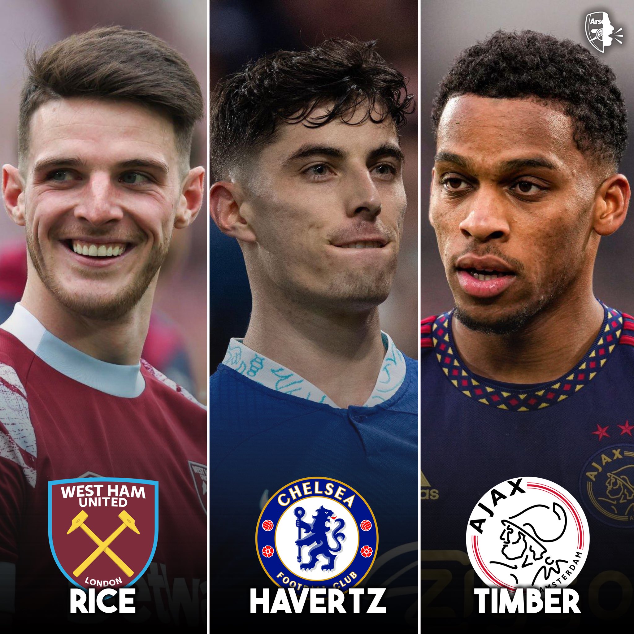 AFCTALK on Twitter: "🏴󠁧󠁢󠁥󠁮󠁧󠁿 Declan Rice 🇩🇪 Kai Havertz 🇳🇱  Jurrien Timber Arsenal are trying to move fast on their top targets this  summer… #AFC 😳 https://t.co/x71DfzPGrU" / Twitter