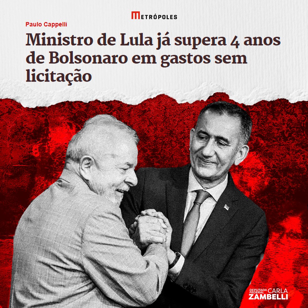 ZambelliRita_'s tweet photo. Escolhido por Lula para comandar o Ministério da Integração e do Desenvolvimento Regional, Waldez Góes inverteu a lógica dos gastos públicos. Em apenas seis meses de governo, acumula mais despesas sem licitação do que as realizadas pela pasta nos quatro anos da gestão Bolsonaro.

O atual ministro já gastou R$ 510 milhões por meio de dispensa ou inexigibilidade de licitação. Em todo o governo anterior, as despesas sem licitação da pasta somaram R$ 99 milhões.