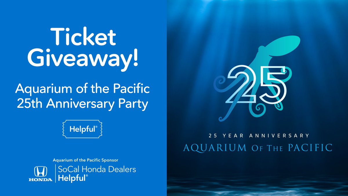 HelpfulHonda's tweet photo. Wanna SEA how the Aquarium of the Pacific is celebrating their 25th Anniversary on 7/7 at 7pm? Just leave a comment tagging someone you’d like to take and you could win free tickets to the party! #HelpfulHonda https://t.co/xM2Yp5jks5