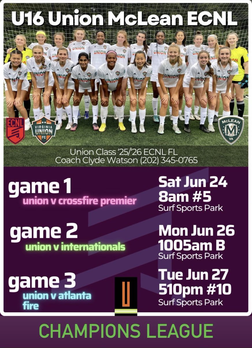 Kosette Koons-Perdikis (2025) (@kosettekp) on Twitter photo T-3 days until the day that all #ECNL players have been waiting for…#ECNLNationals! Come out and watch my amazing team play against the best competition in the US!
@VaUnionFC
<a href="/ECNL07/">Union 07 ECNL (McLean)</a>
<a href="/mcleansoccer/">McLean Youth Soccer</a>
<a href="/TopDrawerSoccer/">TopDrawerSoccer</a>
<a href="/PrepSoccer/">Prep Soccer ⚽️</a>
<a href="/ECNLgirls/">ECNL Girls</a>
<a href="/ImCollegeSoccer/">College Soccer Truth ™</a>
<a href="/ImYouthSoccer/">ECNL/GA/Recruiting/College Soccer</a> T-3 days until the day that all #ECNL players have been waiting for…#ECNLNationals! Come out and watch my amazing team play against the best competition in the US!
@VaUnionFC
<a href="/ECNL07/">Union 07 ECNL (McLean)</a>
<a href="/mcleansoccer/">McLean Youth Soccer</a>
<a href="/TopDrawerSoccer/">TopDrawerSoccer</a>
<a href="/PrepSoccer/">Prep Soccer ⚽️</a>
<a href="/ECNLgirls/">ECNL Girls</a>
<a href="/ImCollegeSoccer/">College Soccer Truth ™</a>
<a href="/ImYouthSoccer/">ECNL/GA/Recruiting/College Soccer</a>
