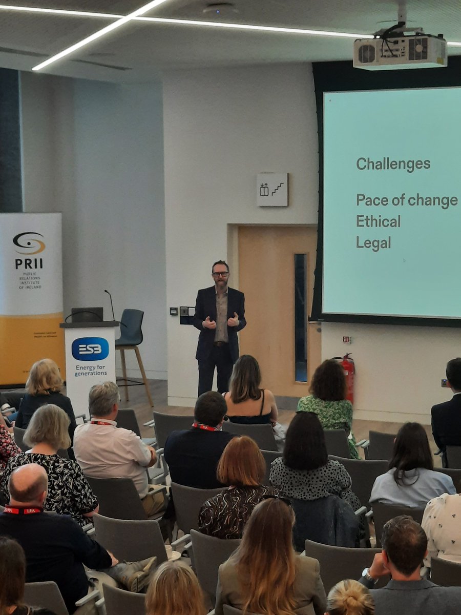 PRII_ie's tweet photo. The challenges of #PRandAI include the pace of change according to @andismit as well as ethical and legal challenges. https://t.co/7HZ3fwDZEK