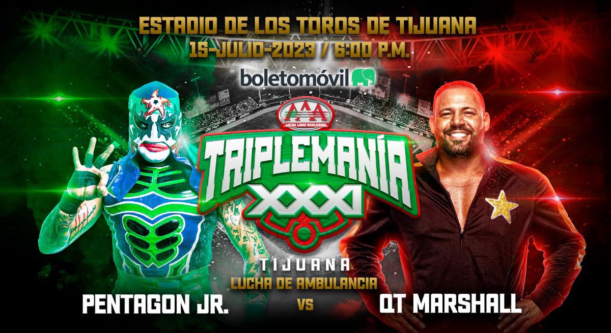 ¡@PENTAELZEROM ha aceptado el reto de @QTMarshall ! 

La lucha de ambulancia en #TriplemaniaXXXI Tijuana será MANO A MANO.

📅 15 de Julio 
⌚️ 6 PM 
🏟️ Estadio de @TorosDeTijuana 
🎟️ bit.ly/boletos-triple…