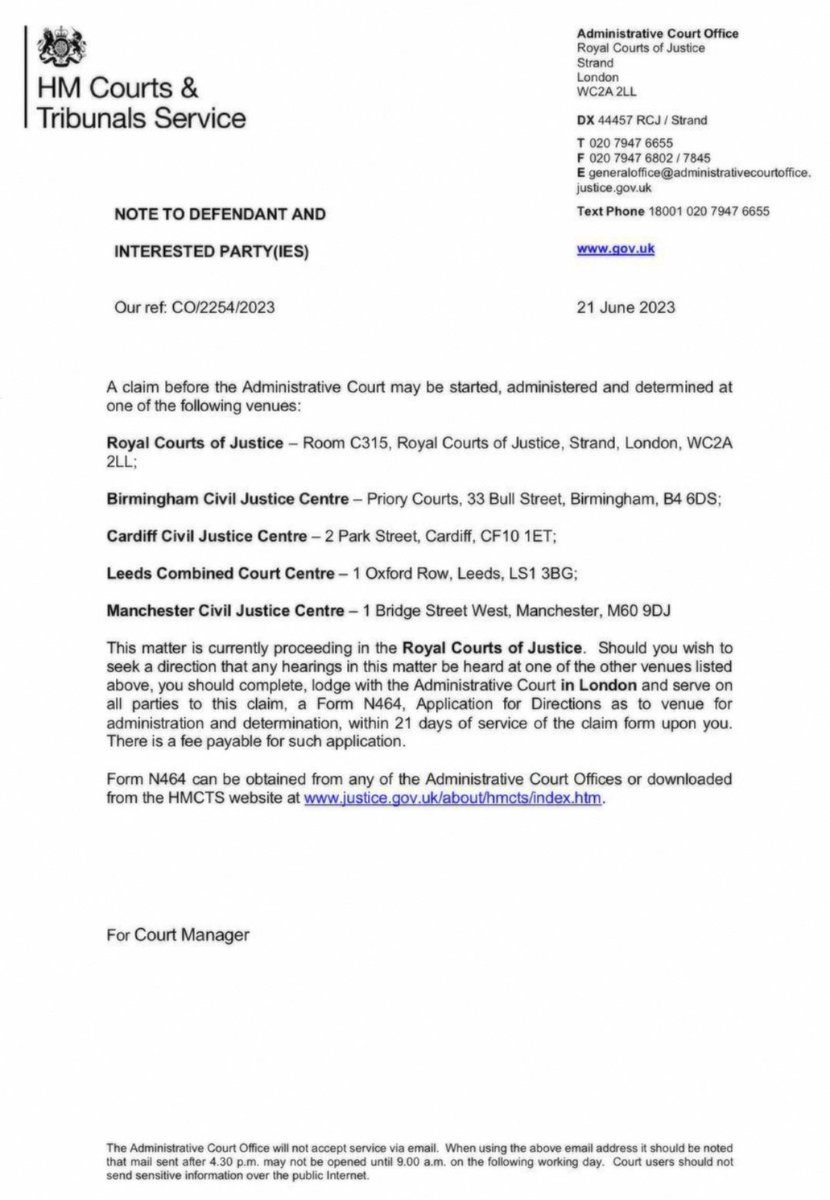 Update regarding the Judicial Review application against Met Police for their failure to investigate the crimes ref "pandemic". 
High court have accepted and sealed the claim &amp; a full copy has today been sent to Met solicitors.