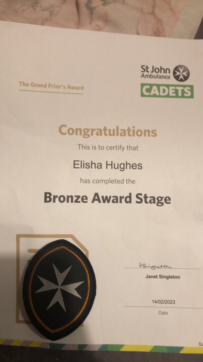 #AskMe How Cadets Enables Me To Do Things. 

On Tuesday (My cadet unit night), I was awarded with my Bronze Grand Prior Award. I am so proud that I have done this! 

@stjohnambulance #StJohnPeople #StJohnAmbulance