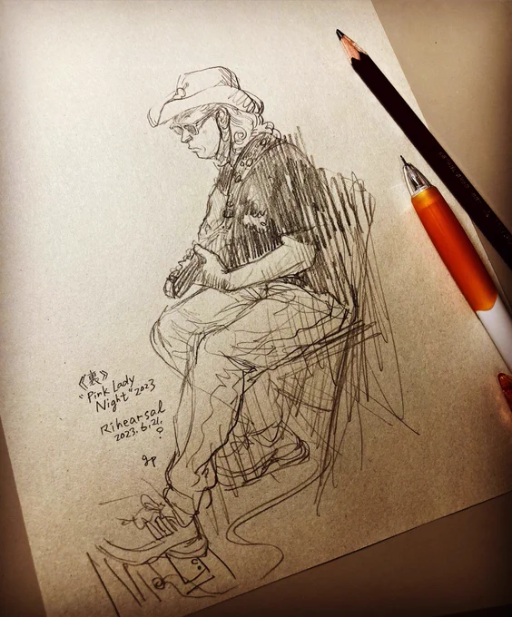 未唯mieさんのインスタの写真からスケッチ。 《裏》Pink Lady Night 2023 楽しみです! #drawing #アナログイラスト #fanart
