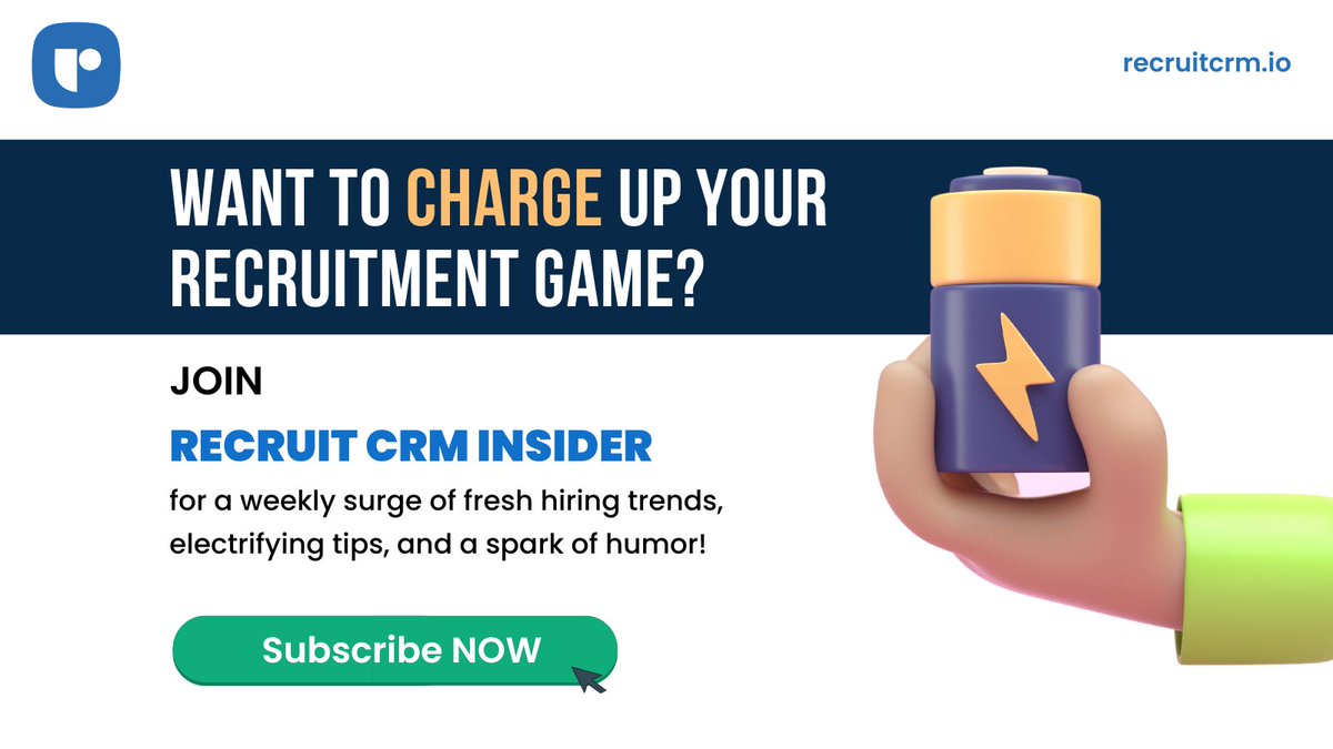 Get a weekly dose of cutting-edge hiring trends, expert tips, and a dash of inspiration, delivered straight to your inbox!  ✉️Subscribe to our email newsletter today and level up your recruitment game!

Link- bit.ly/42M99Q8

 #RecruitCRM #recruiting #RecruitCRMInsider