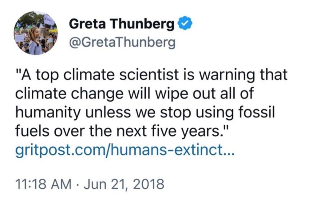 Everyone enjoy your LAST day on Earth according to Greta Thunberg  5yrs old🌎 #SeeYouOnTheOtherSide 🤚🏼🤣👍🏼