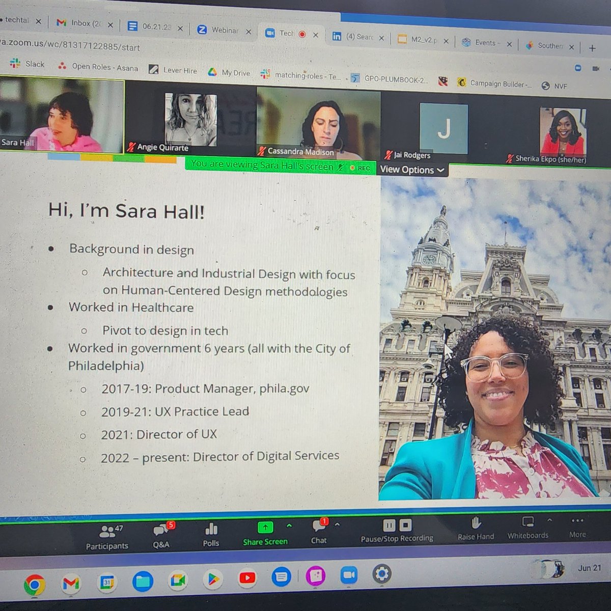 abquirarte's tweet image. @thesarahall&apos;s show and tell today dived into her story, her team, phila.gov and pandemic response. 

Also- she&apos;s a champion of plain language. ❤️✨️

Thank you for showing your work Sara! 

#TechtoGov