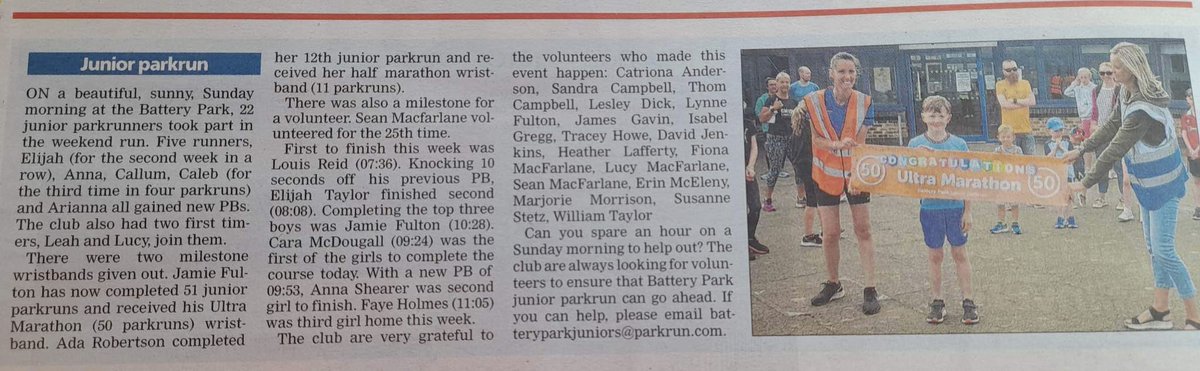 Thank you @TraceyJHowe for the fab report. 

Looking forward to seeing all of you on Sunday. 

#loveparkrun