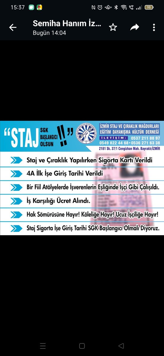 @55kenanSamsunlu @dr_muratcan Staj ve çıraklık SSK başlangıcı olsun @staj_dernegi
#ÇırakStajyerÜretiminTemelidir