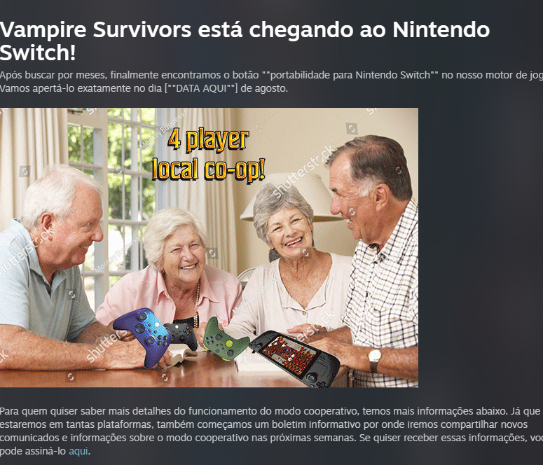 emanuelbraga's tweet photo. Admiro muito uma empresa que tem milhões de vendas na steam fazer post zuado da atualização #VampireSurvivors https://t.co/AoAKTTejZX