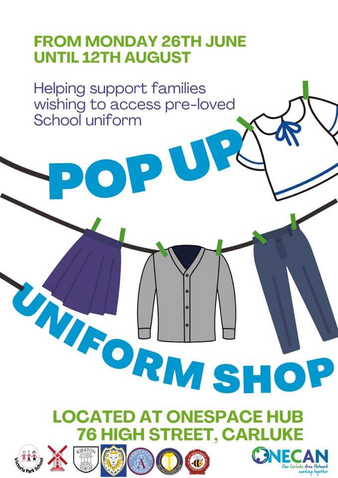 We’re partnering with our local schools to provide a space for their pop up uniform shop! It starts on Monday coming and will end on the 12th August, allowing families access or donate pre-loved uniform.