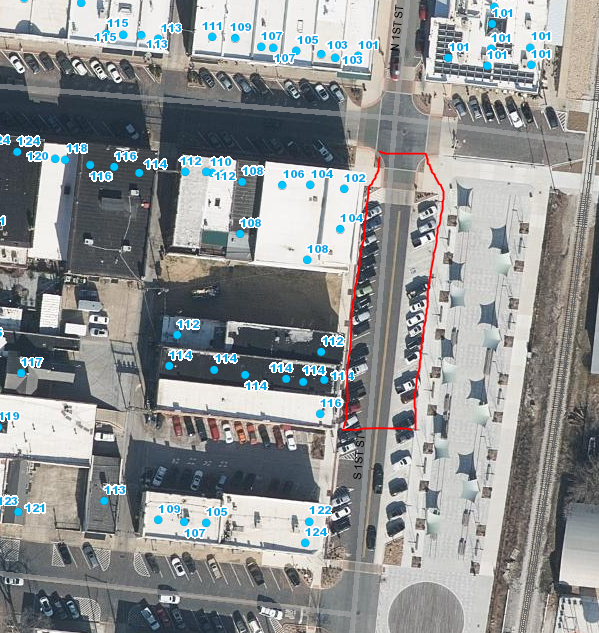 🚧1st Street from Walnut to the City parking lot across from Frisco Plaza will be closed on June 26th. This is to place a prefabricated restroom at Centennial Plaza.