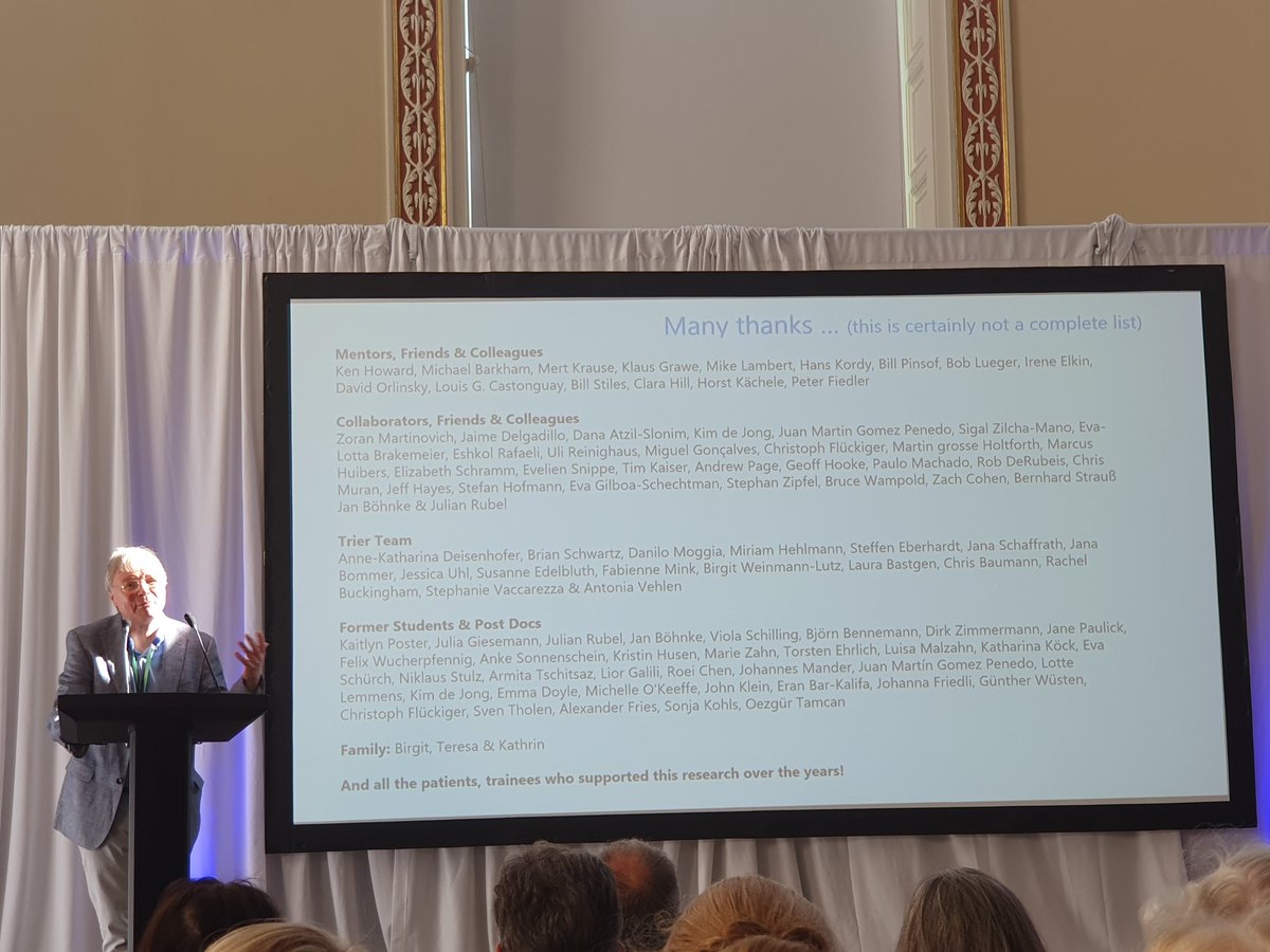 I am proud to be listed as a friend and colleague of Wolfgang Lutz giving his Presidential Address at Society for Psychotherapy Research in Dublin. An optimistic prediction for the field's future. His work has laid important foundations for that future