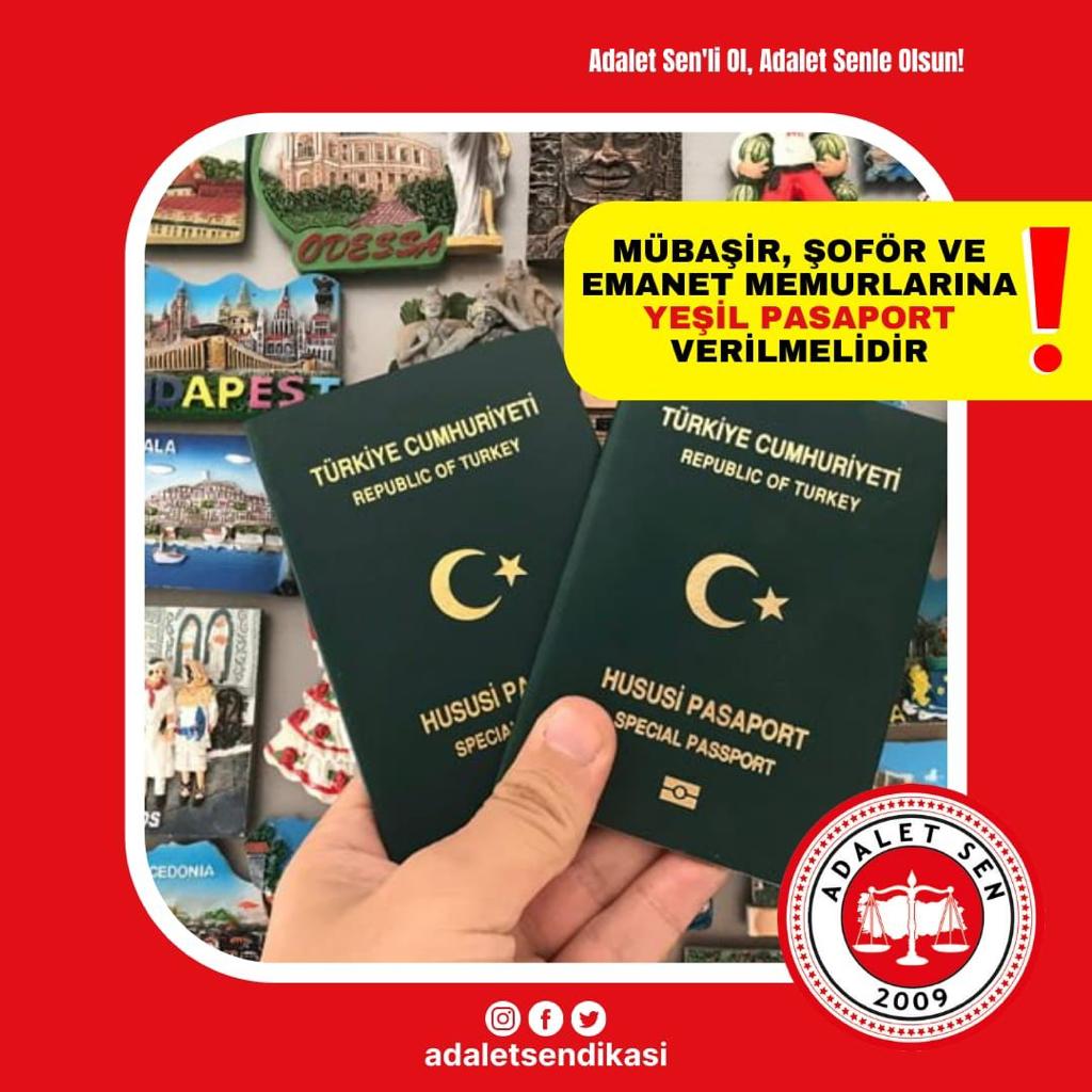 Mübaşir, Şoför, Santral Memuru ve Emanet Memurlarına Yeşil Pasaport Verilmelidir.
 #MemurGeçinemiyor
<a href="/RTErdogan/">Recep Tayyip Erdoğan</a> <a href="/dbdevletbahceli/">Devlet Bahçeli</a> <a href="/kilicdarogluk/">Kemal Kılıçdaroğlu</a> <a href="/meral_aksener/">Meral Akşener</a> <a href="/Ahmet_Davutoglu/">Ahmet Davutoğlu</a> <a href="/alibabacan/">Ali Babacan</a> <a href="/T_Karamollaoglu/">Temel Karamollaoğlu</a> <a href="/DpGultekinUysal/">Gültekin Uysal</a> <a href="/M_Sarigul/">Mustafa Sarıgül</a> <a href="/ErbakanFatih/">Dr. Fatih Erbakan</a> <a href="/Erkbas1/">erkan başoğlu</a> <a href="/ProfDrErsanSen/">Ersan Şen</a>