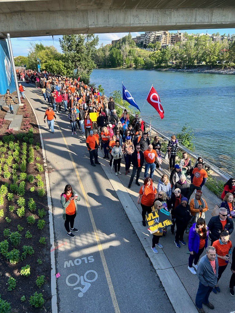 TrellisYYC's tweet photo. Beautiful morning @fortcalgary for the 14th Annual #WalkForReconciliation with @AFCC_yyc 🧡

#NationalIndigenousPeoplesDay https://t.co/hKe7brPseF