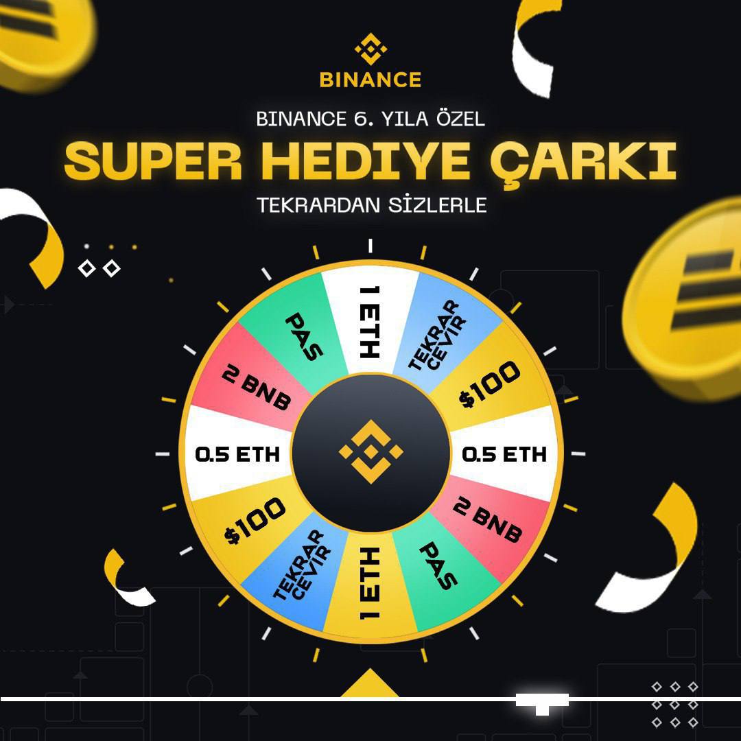 🎁 #Binance'in hediye çarkı dönüyor! Şansını dene. 🔗bit.ly/3PwzAGm #Bitcoin $BTC #ceek Powell #faiz #A1CAP Chelsea #BTCUSDT Barella #ZamGeldi #SONDAKİKA Edin Dzeko #Bitcoin Domuz HÜDA-PAR Kerem #hisse Eda Ece UEFA Rabiot #AdanaDemirspor Sıfır #öğretmen Jose Mourinho