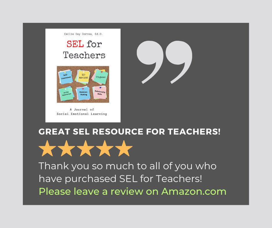 Thank you to all of you who have purchased SEL for Teachers! I’d love to hear your feedback. Please consider leaving a review on Amazon. SEL for Teachers: A Journal of Social Emotional Learning a.co/d/i1gcRlv