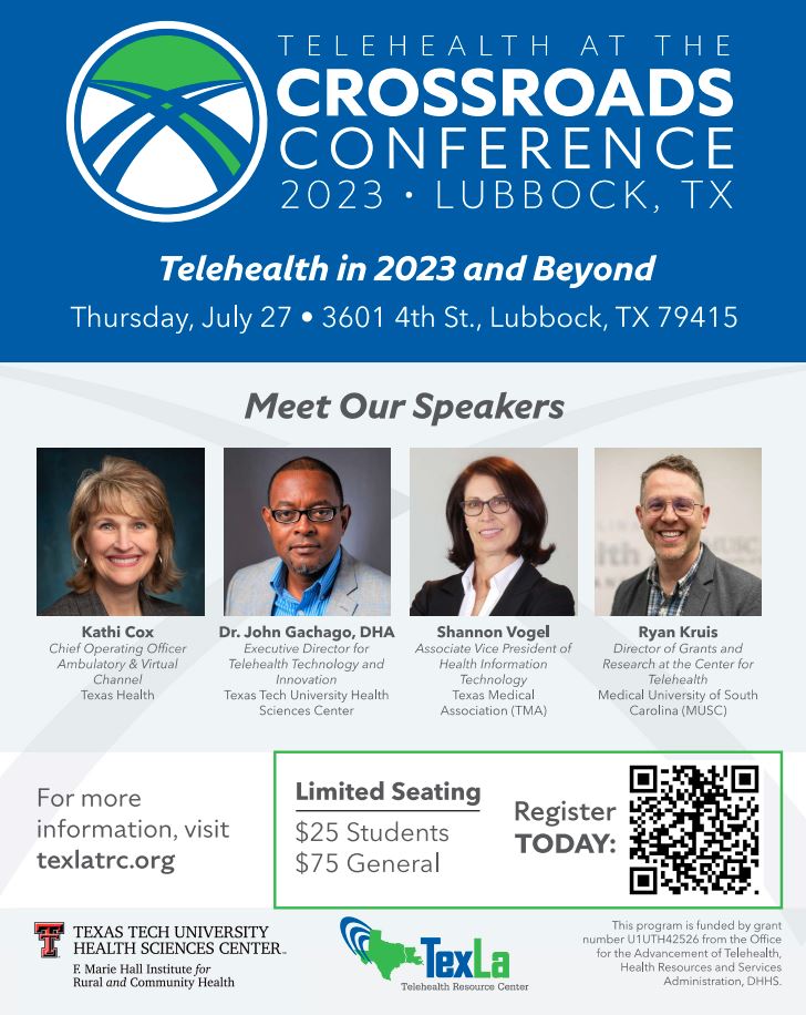 Our annual #Telehealth at the Crossroads #Conference is just around the corner! This year will be an in-person event in #Lubbock, TX on Thursday, July 27th. 

To learn more and register, visit here: texlatrc.org/crossroads-202…

#telemedicine #policy #telemednow