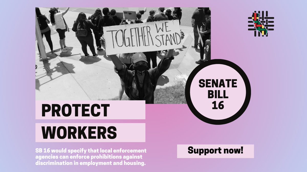 socalbwhub's tweet photo. Many workers face long waits for responses to discrimination claims. Support SB 16 now to protect workers and RSVP to an evening of deeper learning on SB 16- Pathway to Power via Zoom June 29th 6:00 PM - 8:00 PM. RSVP: https://t.co/PoZJT4YSGp
#SupportSB16 #SB16 https://t.co/O5bHDWN8Ve