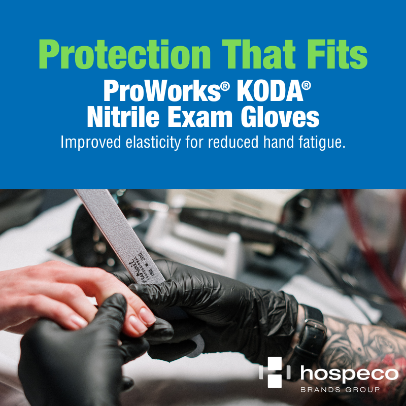 HospecoBrands's tweet image. ProWorks® KODA® Nitrile Exam Gloves are resistant to chemotherapy drugs, chemicals, and oils. Extremely low chemical residual, latex free. No sulfur or accelerators that cause allergic reactions. #hospecobrandsgroup #proworks #gloves
Click the link in our bio to learn more!