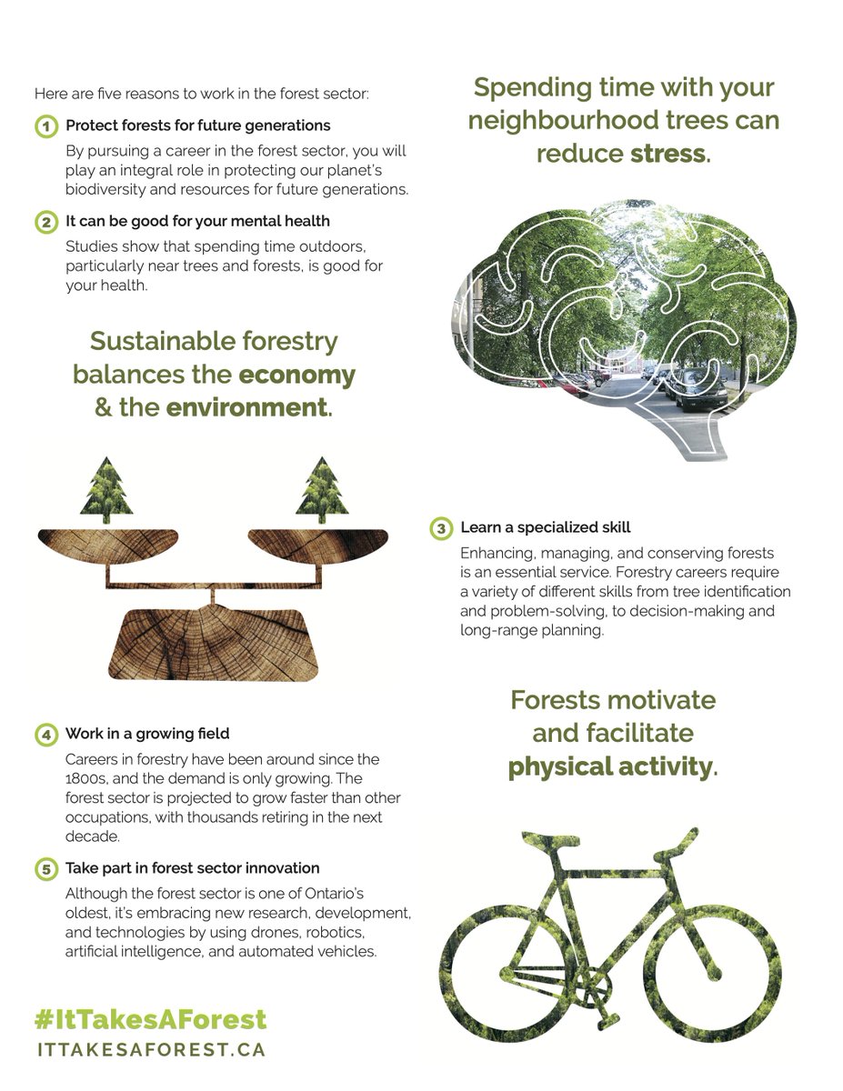 Thanks for following our series on the benefits of forestry jobs! Given the sector's significant role in Ontario, there's still lots to learn about its economic, social &amp; environmental benefits and why a career in forestry is meaningful &amp; fulfilling.

ittakesaforest.ca/resources/