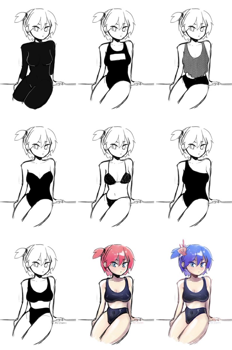 arthappyneko's tweet photo. More swimsuit designs 💖💜💙

#digitalillustration #digitalsketch #wip #sketch #artwork #らくがき #イラスト #AnimeArt #ArtistOnTwitter https://t.co/aEPmY4a8tF