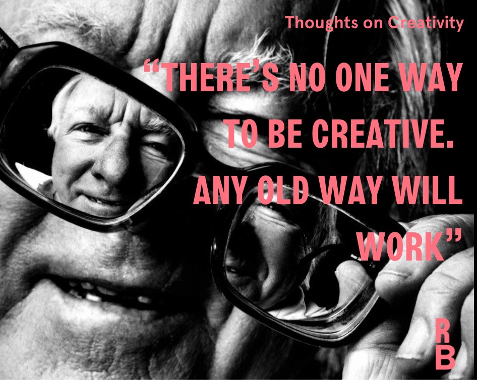 Here’s a little reminder from Ray Bradbury that there’s no one way to be creative. Any old way will surely work. #RayBradbury #ThoughtsOnCreativity #BeCreative