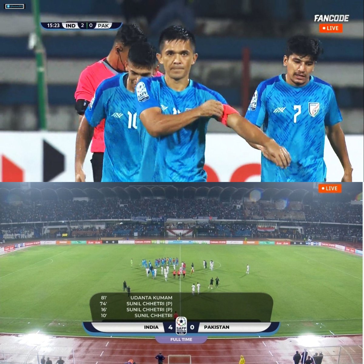 A dominant India starts the SAFF Championship with a 4-0 victory over Pakistan. 

#BackTheBlues #INDPAK #SunilChhetri