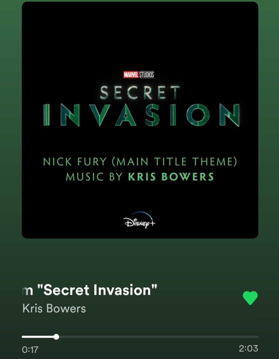 Incredible score by @krisbowersmusic. You've created a leitmotif that instantly hooked me. Can't wait here the rest of the music. #SecretInvasion