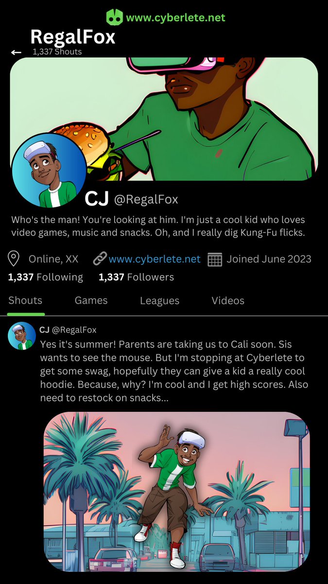 Cyberlete's tweet image. 👋Meet CJ of our comic book, just a cool kid who enjoys video games, music and snacks. Would you be his friend?

🎉Winner of our LAST #WhosThatGamer challenge goes to @v1ew_s0urce!

📢 Stay tuned our comic book and digital collectibles are launching SOON! Grab your whitelist spot…