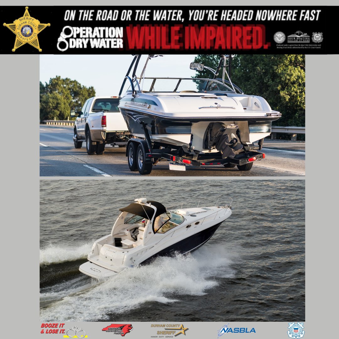 DurhamSheriff's tweet photo. The '23 #OperationDryWater wknd is 7/1-3 Deputies w/ DCSO's Search &amp; Recovery Unit will join w/ NC Wildlife to conduct safety checks on Falls Lake &amp; educate the public on the dangers of boating under the influence. Stay safe on the water this weekend &amp; all summer long #BoatSober https://t.co/v7qy52Yf0d