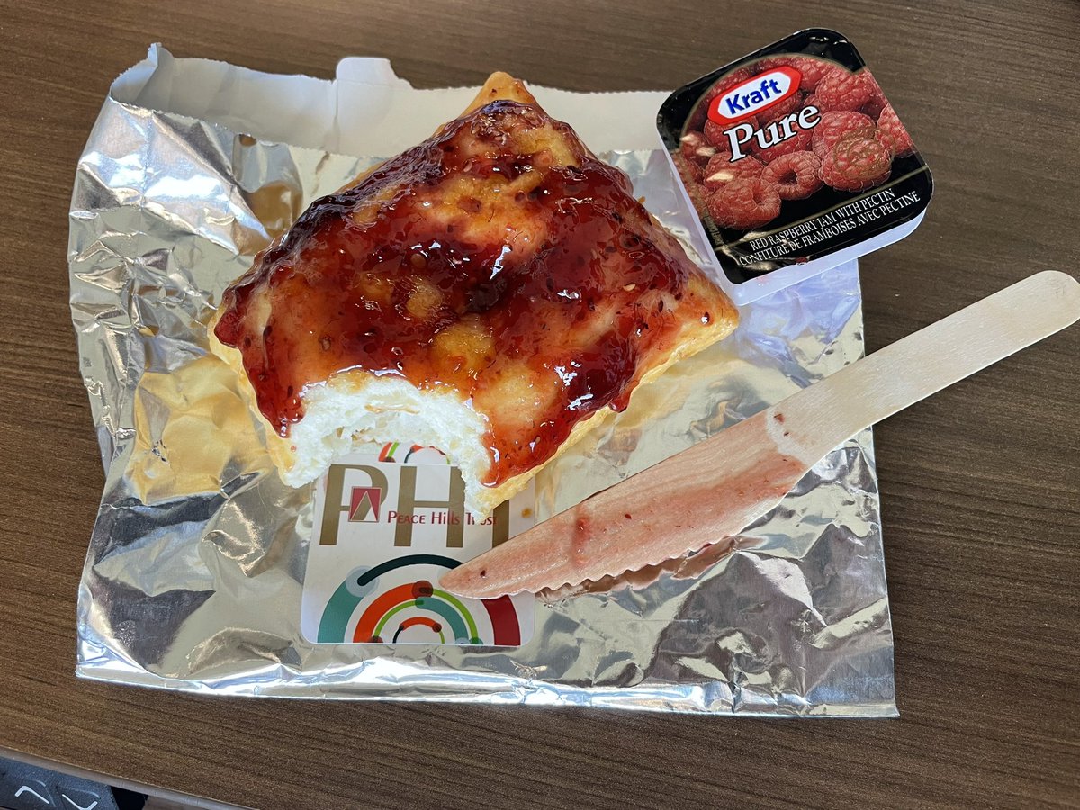 PHT Edmonton is handling out bannock and jam to all customers today. Come on in. Tawâw.