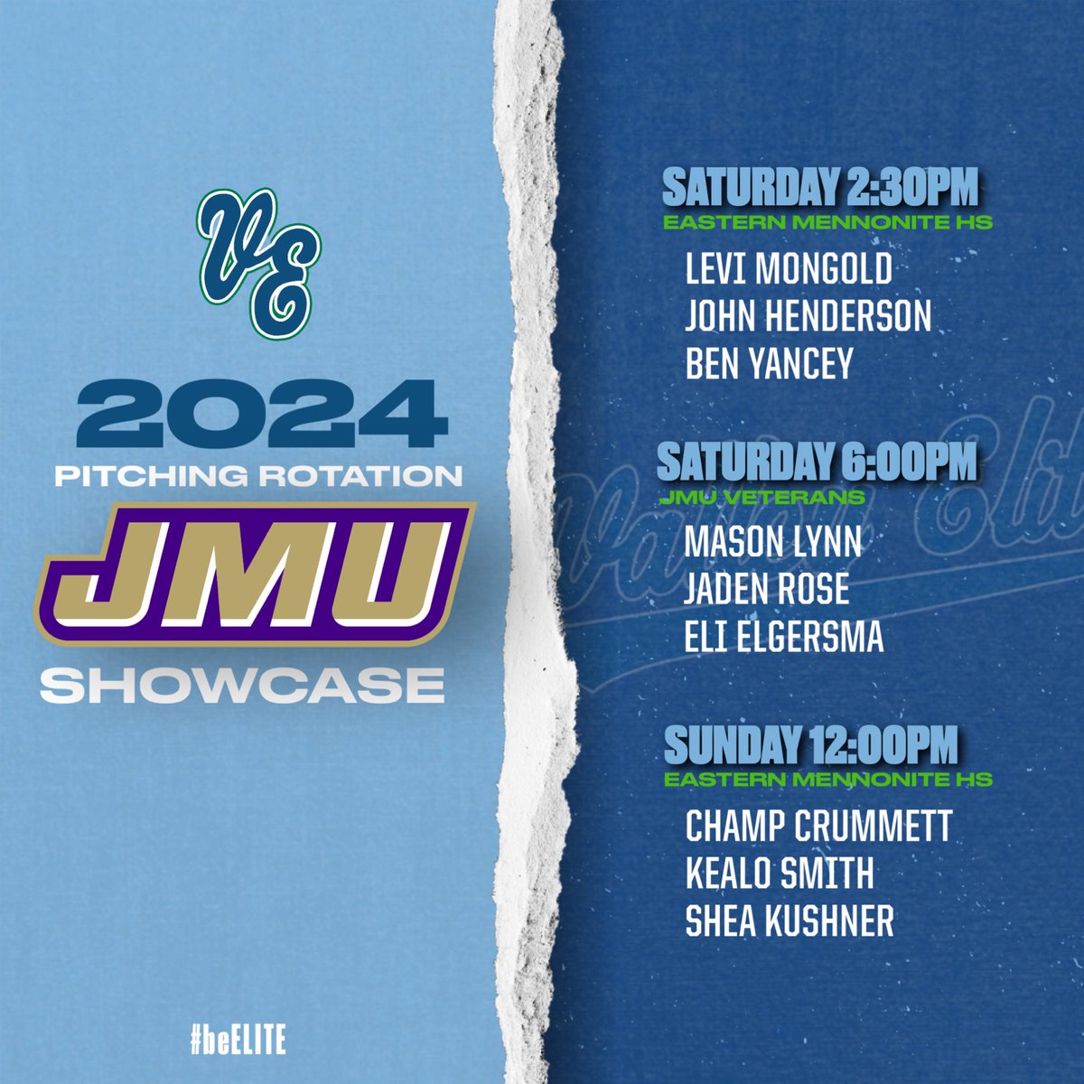 2024 Valley Elite Pitching Rotation for this weekend! 🔥