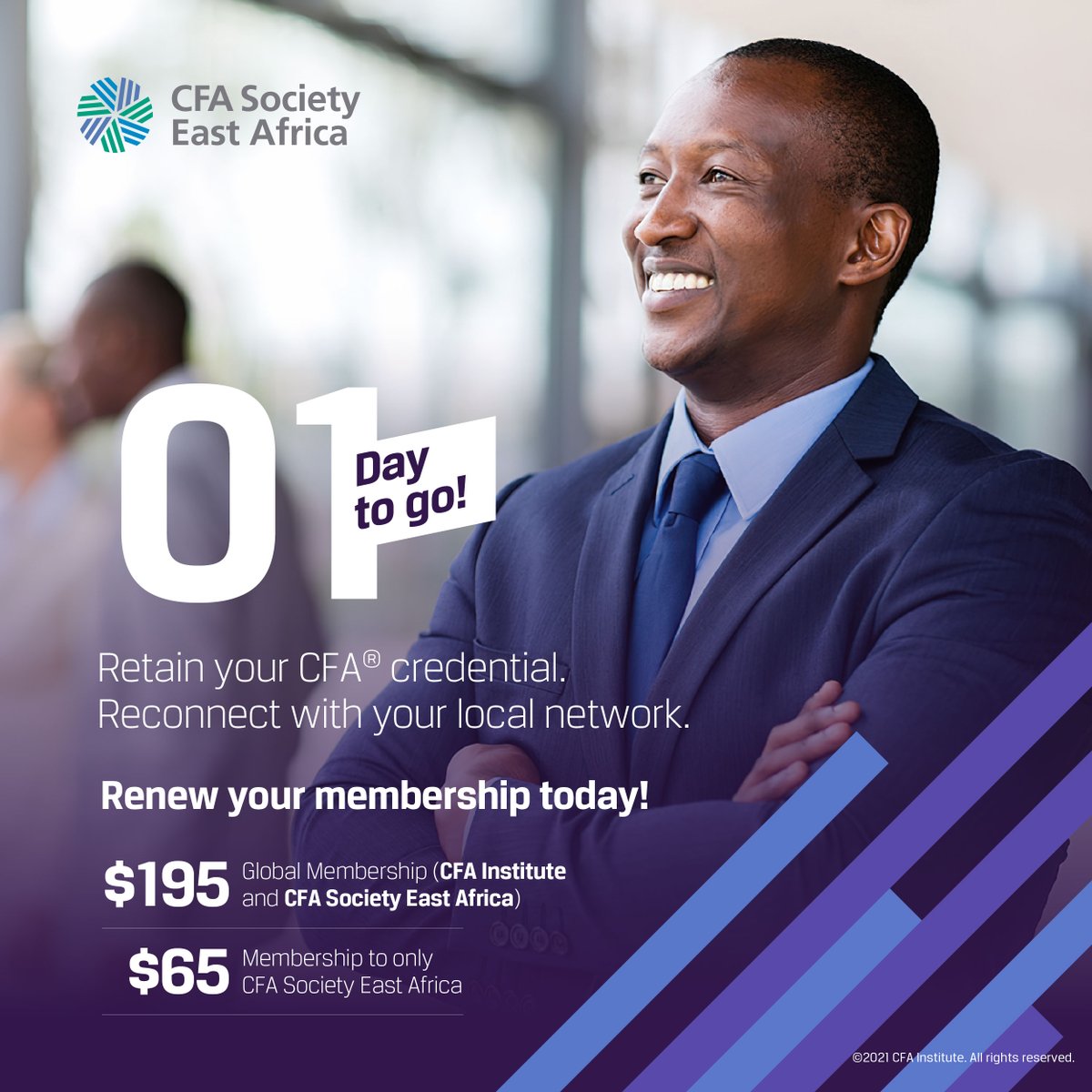 Renew your prestigious CFA® credential today and stay ahead in the finance industry. Don't miss out on exclusive benefits and opportunities.

👉 Click here to renew: bit.ly/MembershipRene…

#CFASocietyEA #CFACharterholder

Cc @a_lwetabe @diwangolo @nasyomba @Twinamasiko_Gil